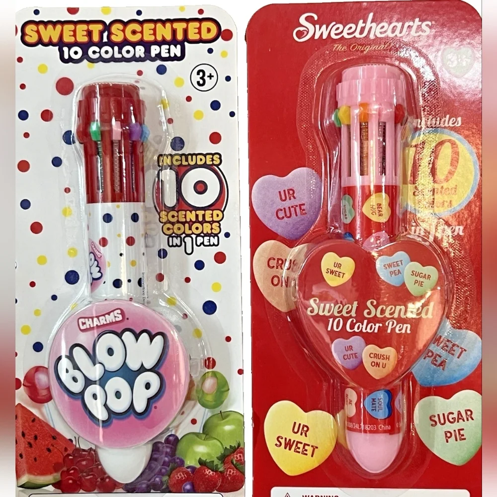 2 x Sweet Scented 10-Color Pens Sweatheart & Blow Pop